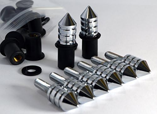 Chrome Spike Replacement Windscreen Hardware 24 Piece Black Kit