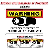 SECURITY SURVEILLANCE SIGN 3 Signs & 3 Free Decal video