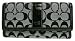 Coach Hamptons Signature Stripe Checkbook Wallet 6k13 Black White