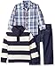 Nautica Baby Three Piece Set with Woven, Quarter Button Sweater, Denim Jean, Sport Navy, 24 Months