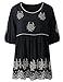 Lanmo Women Peasant Top Summer Blouse Flower Embroidered Shirt