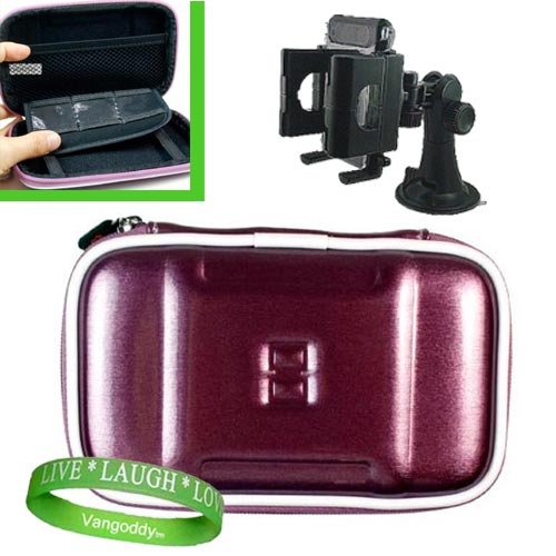 Garmin n?vi GPS 4.3-Inch Portable GPS Navigator Accessories Kit for ALL 4.3 GPS Models: ** PASSION FRUIT PURPLE ** Hard Storage Case + 4.3 GPS Window Mount + Live * Laugh * Love Vangoddy Wrist Band!!!
