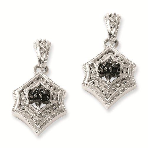 Sterling Silver Black & White Genuine Diamond Earring