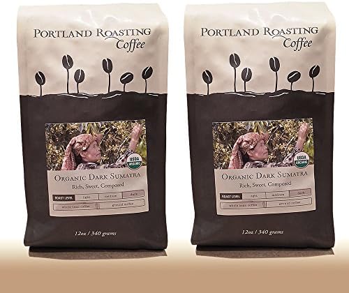Organic Coffee Beans By Portland Roasting Company, Sumatra Blend, USDA Certified Organic, Carbon Neutral and Award Winning Roasters, 2 12oz. Bag Whole Coffee Beans