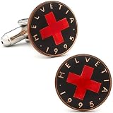Hand Painted Authentic Swiss Helvetia Coin Cufflinks