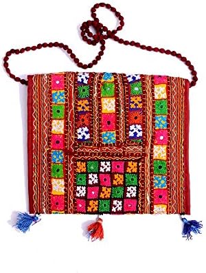 Hand Art India, Handcrafted Kutchi- Both Side Work Woman's Shoulder cum Hand Purse