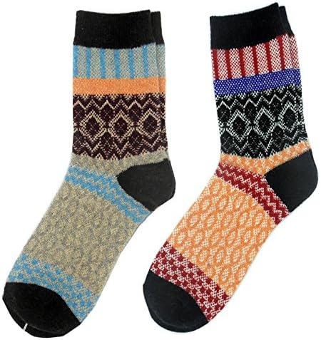 Idea Life Vintage Style Winter Socks Blended Wool Crew Socks for Women,Pack of 2
