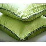 11% Holiday Sale - Green Lime - 20x20 Inches Decorative Pillow Covers - Velvet Pillow Cover with Handmade Beaded Border