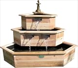 Alpine Three Tier Wooden Corner Fountain Cedar Natural - BAR112CN