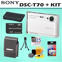 Sony Cybershot DSC-T70 8.1MP Digital Camera (White) + 4GB ACCESSORY KIT