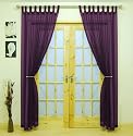 Woven Voile Tab Top Panels. Buy One Get One Free. Finished in Purple. 58" Wide x 90" Drop.