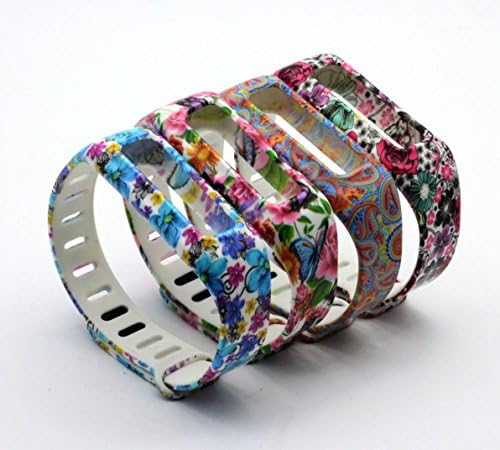 Baaletc (TM) Replacement Wrist Band Accessory for Fitbit One/ Wireless Activity Plus Sleep Tracker Wristband Bracelet, Printed with Blue Flower/ Butterfly/ Paisley/ Rose Designs