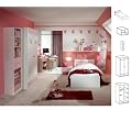 Jugendzimmer Sissi, 4tlg., wei�/rosa NEU