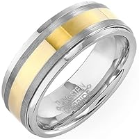 Tungsten Carbide Men's Ladies Unisex Ring Wedding Band 8MM (5/16 inch) Two Tone Gold Finish Comfort Fit (Available in Sizes 8 to 12) size 12