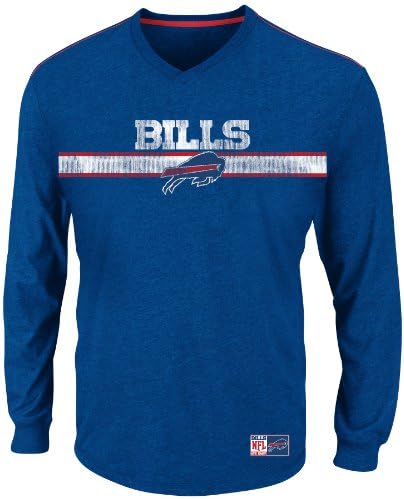 NFL Buffalo Bills Men's Victory Pride V Long Sleeve V-Neck Tee, Stadium Blue/Red, Small