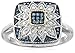 Amazon Collection Sterling Silver and 14k Gold Black or Blue Diamond Square Ring (1/7 cttw)