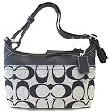 Authentic Coach Black White Signature E/W Duffle Shoulder Handbag 13359