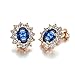 Yoursfs Blue Crystal Clip On Earrings for Women 18K Rose Gold Plated Fashion Jewelry Unique Cocktail CZ Earrings Gift