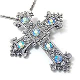 Best Price Aurora Borealis Crystal Byzantine Cross Pendant Necklace Fashion Jewelry