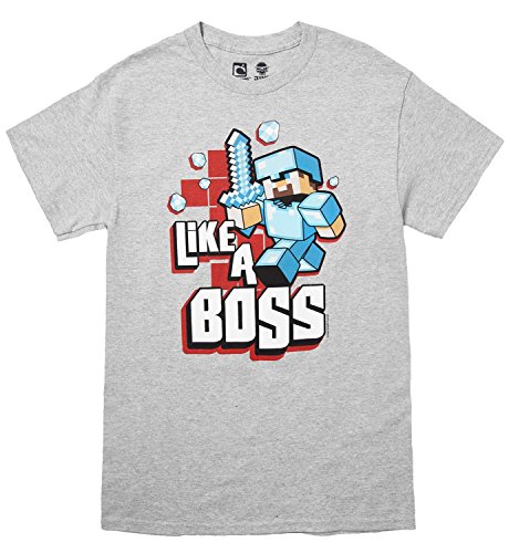 Minecraft Men's Like A Boss Grey T-Shirt