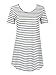 LILBETTER Women Crew Neck Short Sleeve Striped Loose T-Shirt Mini Dress
