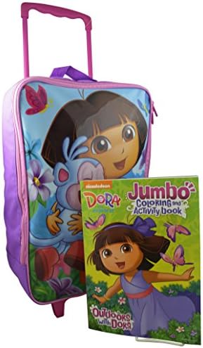 Nickelodeon Dora the Explorer Rolling Pilot Case Luggage with Bonus Coloring Book