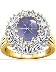 18K Yellow Gold Oval Cut Blue Sapphire Fana Designer Ring