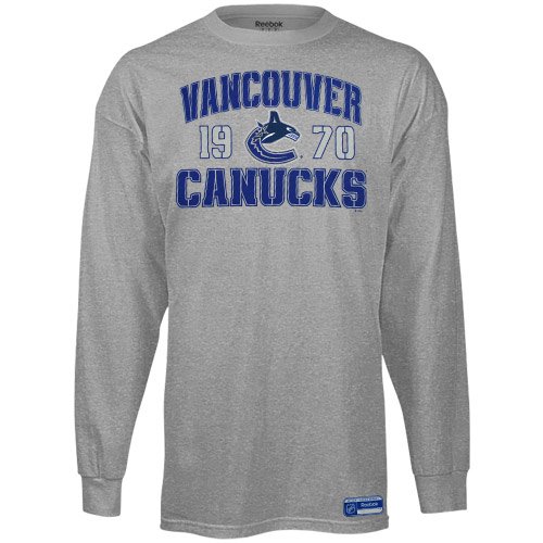 Reebok Vancouver Canucks Validation Long Sleeve T-Shirt - Ash (X-Large)