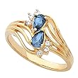 14K Yellow Gold London Blue Topaz and Diamond Ring