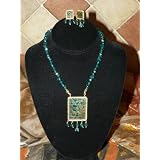 Jewelry for Women- Traditional Indian Ethnic Thewa Pendant Necklace Earring Set