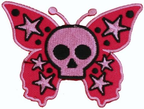 Pink Skull Butterfly Iron On Patch For Kids Baby - High Quality