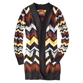 Missoni Cardigan Sweater - Brown Black Multicolor Zigzag Print - Medium (M)