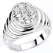 Stunning Solid Sterling Silver Cubic Zirconia Rhodium Plated Men's Ring