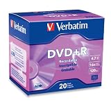 Verbatim 95038 4.7 GB up to 16x Recordable Disc DVD+R, 20-Disc Slim Case