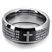 Men's Tungsten Ring Band Black Silver Tone Comfort Fit Cross English Bible Lords Prayer