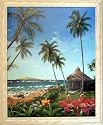 Hawaiian Palm Tree Beach Scene Tropical Flower W Print