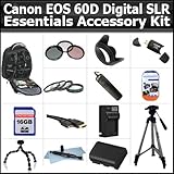 16GB Essentials Accessory Kit For For Canon EOS 60D Includes 16GB High Spee ....