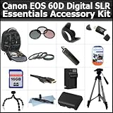 16GB Essentials Accessory Kit For For Canon EOS 60D Includes 16GB High Speed SD Memory card + USB 2.0 High Speed Card Reader + Extended Replacement LP-E6 (2200 mAH) Battery + Ac/Dc Rapid Travel Battery Charger + Deluxe SLR Backpack + 50" Pro Tripod + More