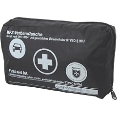 Cartrend 7730043 Verbandtasche mit Klettband, schwarz, DIN 13164, mit Malteser Erste-Hilfe-Sofortma�nahmen