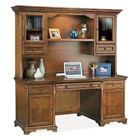 Medium Cherry Finish Computer Credenza with Hutch Medium Cherry by Kathy Ireland Martin