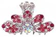 Hair Clip - H90 - Tiara Style (2" x 1-1/8") - Silver Tone Metal ~ Lt Rose (Light Pink), Rose (Pink) and Rose AB (Iridescent)