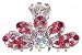 Hair Clip - H90 - Tiara Style (2" x 1-1/8") - Silver Tone Metal ~ Lt Rose (Light Pink), Rose (Pink) and Rose AB (Iridescent)