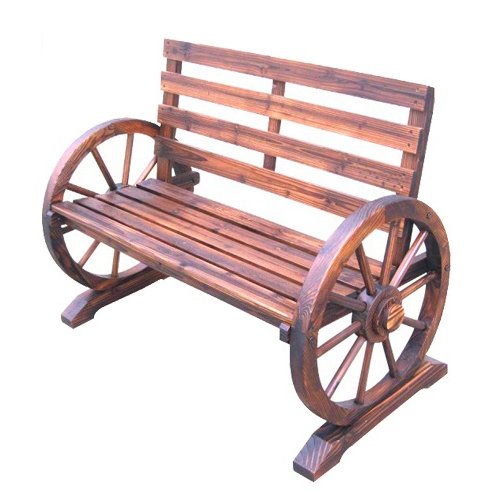 WOODEN GARDEN BENCH SEAT BURNT WOOD SEATER OUTDOOR PARK PATIO CONSERVATORY 2 3