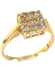Unusual Solid 9K Yellow Gold Natural Aquamarine Square Cluster Ring - Finger Sizes 4 to 12 Available