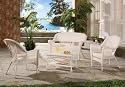 4pc Off White Resin Wicker Outdoor Patio Furniture Set