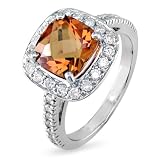 14k White Gold 1/2ct Diamond and Citrine Ring