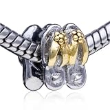 Pandora Style Bead Stylish Flip Flop European Charm Bead Gold Fits Pandora Bracelet