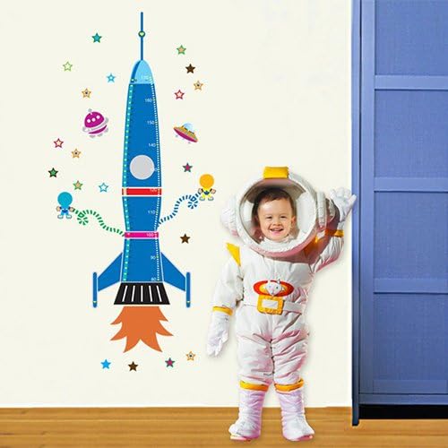 Enrichwall Home Decor Mural Vinyl Wall Sticker Future Star Rocket Height Chart Kids Nursery Room Wall Art Decal Paper