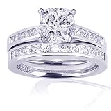 3.50 Ct Cushion Cut Diamond Wedding Rings Cathedral Set thumbnail