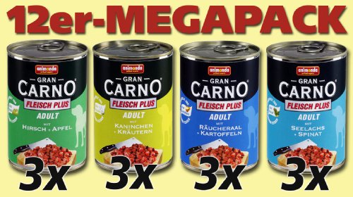 Animonda Megapack 82670 GranCarno Fleisch plus Mix1 12 x 400 g Dose - Hundefutter